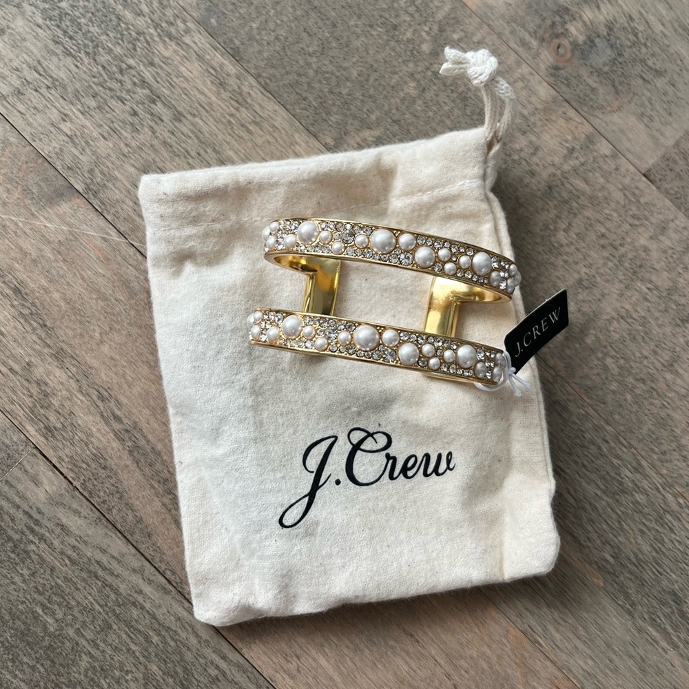NWT JCrew Pearl and crystal cuff bracelet